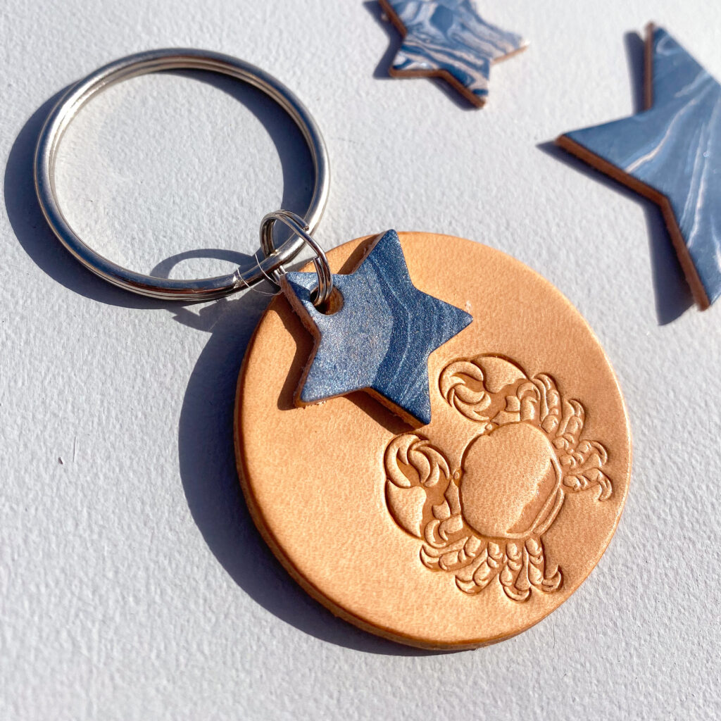 Cancer Birthday Star Sign Leather Keyring - Swag And Tassel