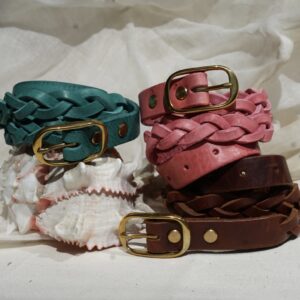 Handcrafted brown plaited leather belt