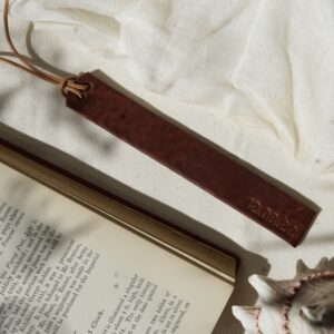 Handcrafted personalised leather bookmark made in West Wales