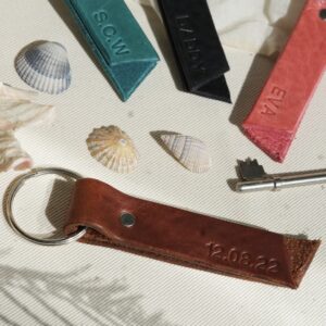 Custom leather keyring with personalised detail