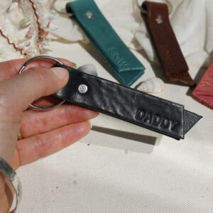 Custom leather keyring with personalised detail