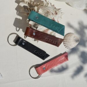 Custom leather keyring with personalised detail